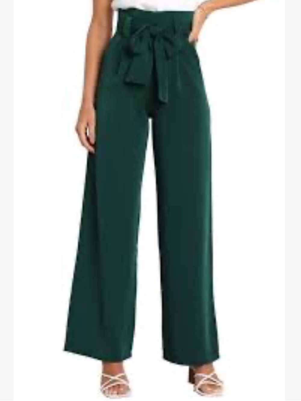 Petal & Pup Kieran Tie-Waist Wide Leg Pants — Deep Green Size 10* Fits like 6-8